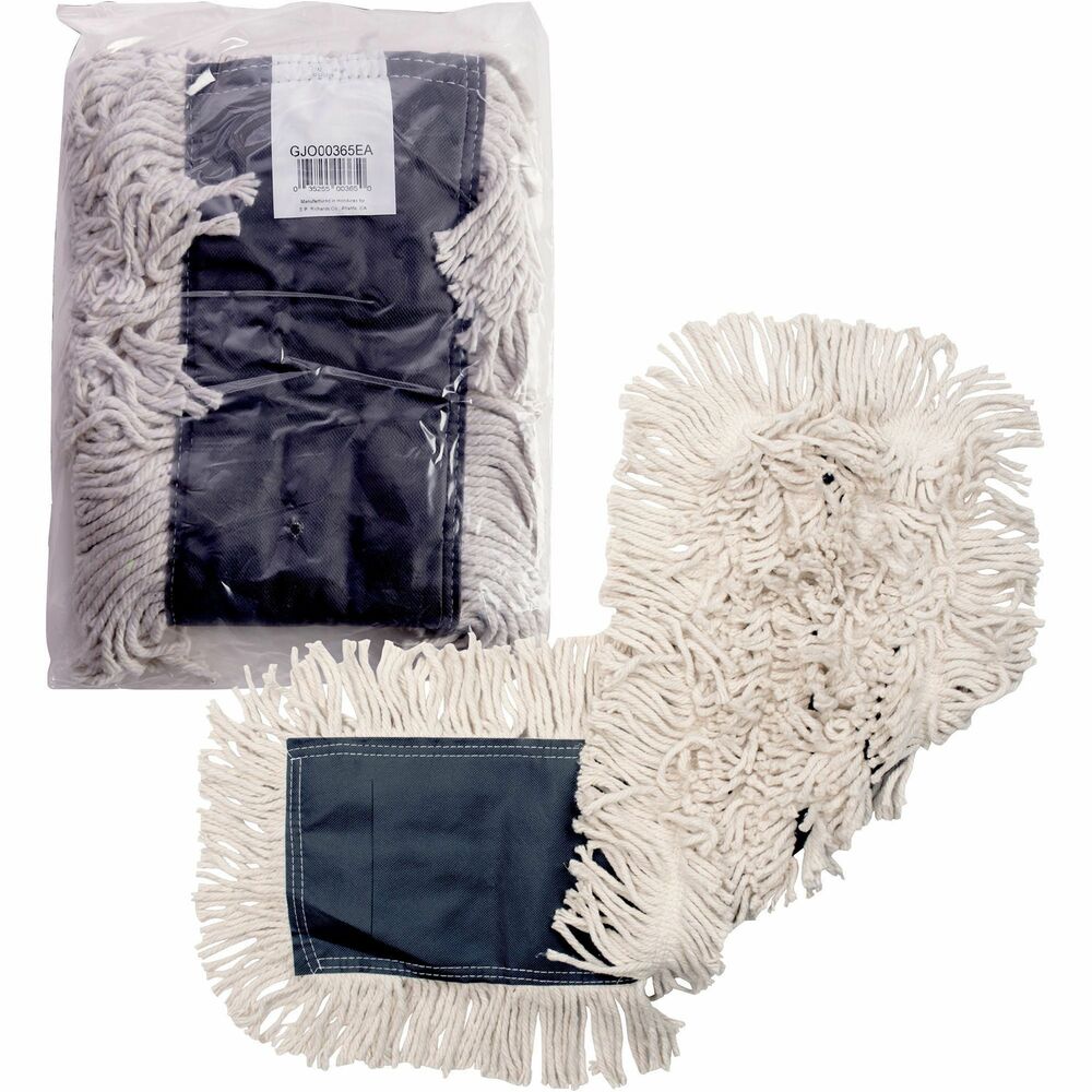GJO00365 - Disposable dust mop refill keeps you ready for everyday dusting. Four-ply, cotton yarn is soft, absorbent, strong and durable. Slot Pocket synthetic backing is quick-drying. Disposable nature means you can just toss it away once you are done. Dust mophead is made of cotton. Handle and frame are sold separately. Refill is compatible with the Genuine Joe 1" x 60" Vinyl-coated Steel Handle, 1" x 60" Wooden Handle and 1-1/2" x 60" Wooden Handle.