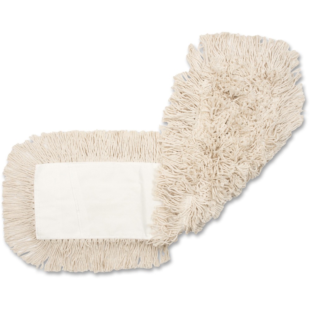 GJO48503 - Dust mop refill keeps you ready for everyday dusting. Four-ply cut end offers an economical option. Keyhole-style, half-tie synthetic backing is quick-drying. This 34 oz. dust mophead is made of cotton and is launderable. The handle and 48" frame are sold separately. Refill is compatible with the Genuine Joe 1" x 60" Vinyl-coated Steel Handle, 1" x 60" Wooden Handle and 1-1/2" x 60" Wooden Handle.