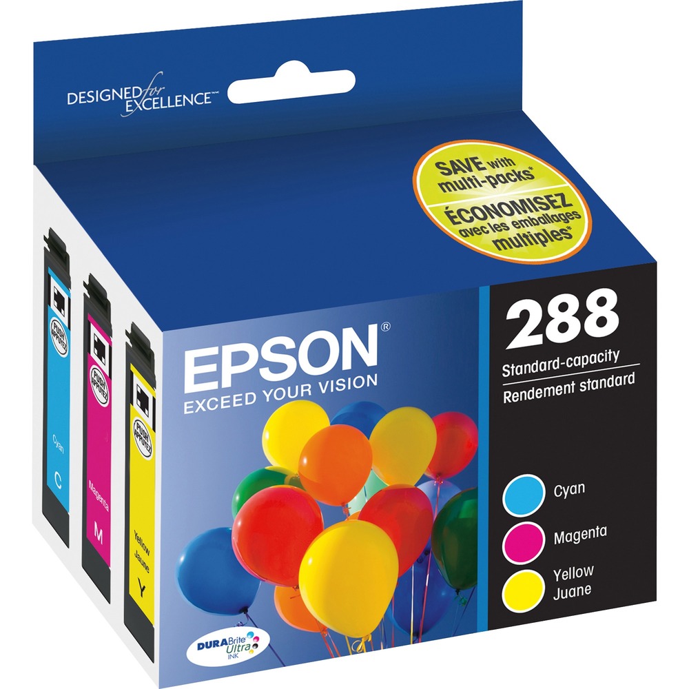 EPST288520S - Replace only the color you need with these individual ink cartridges to print amazing documents and great photos. Epson's revolutionary DURABrite Ultra Ink produces smudge-resistant, fade-resistant and water-resistant prints that look brilliant on both plain and glossy photo paper. Ink cartridge is designed for use in Epson Expression XP-330, XP-340, XP-430, XP-434, XP-440 and XP-446 Small-in-One All-in-One Printers. Each color cartridge (cyan, magenta and yellow) yields approximately 165 pages.