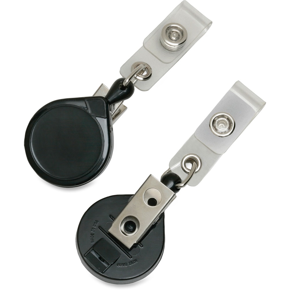 NSN6485708 - Heavy-duty ID card reel offers a convenient, anti-twist feature to avoid any untangling hassle. Reel easily attaches to clothing for instant ID card access. A metal clip secures the badge. The cord reels out 36" and automatically retracts, making it convenient to scan or swipe your card.