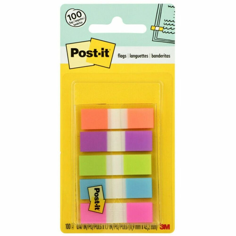 MMM6835CB2 - Post-it Flags make it simple to mark, flag or highlight important information. Eye-catching, colorful flags are easy to spot and great for color-coding. Each flag sticks securely and removes cleanly. Dispenses one flag at a time. Use them to draw attention to critical items, index, file or color-code. Removable flags mark your place, tab and highlight information. Copy shows through flags. More from the Manufacturer