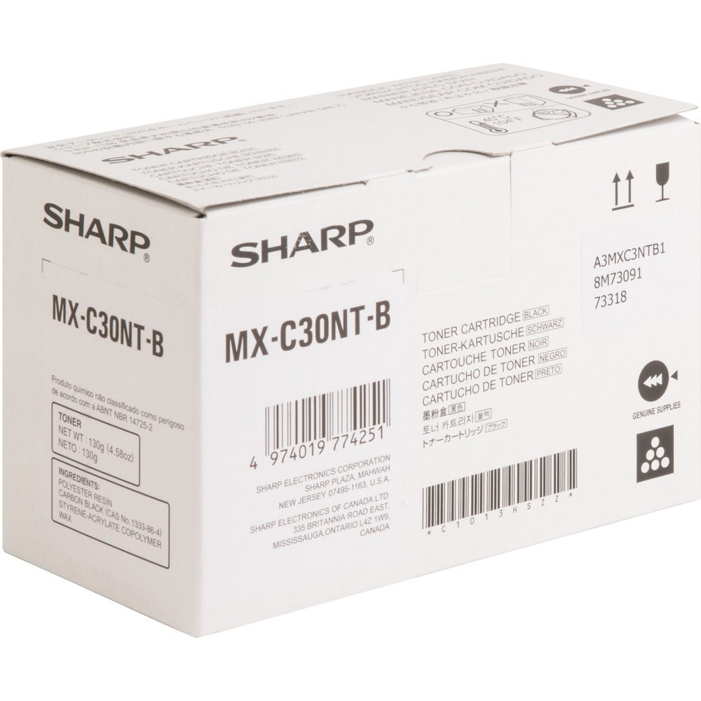 SHRMXC30NTB - Toner cartridge delivers proven quality in your Sharp MX-C250, MX-C300W, MX-C301W and MX-C300P. Enhance your print quality and savings with reliable, clean, sharp printing. Design offers consistent reliability and makes it easy to install the cartridge. Cartridge yields approximately 6,000 pages.