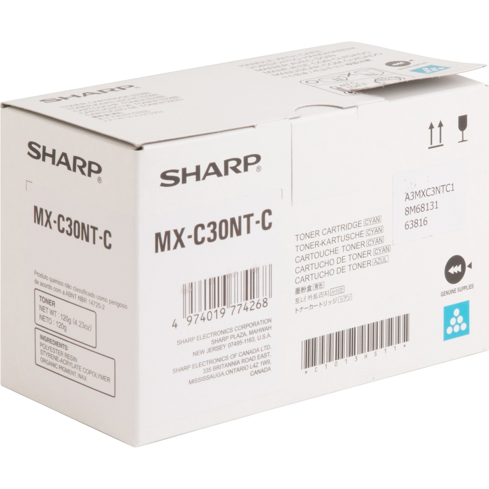 SHRMXC30NTC - Toner cartridge delivers proven quality in your Sharp MX-C250, MX-C300W, MX-C301W and MX-C300P. Enhance your print quality and savings with reliable, clean, sharp printing. Design offers consistent reliability and makes it easy to install the cartridge. Cartridge yields approximately 6,000 pages.