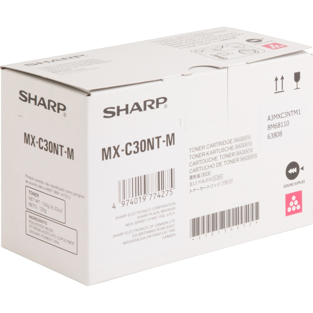 SHRMXC30NTM - Toner cartridge delivers proven quality in your Sharp MX-C250, MX-C300W, MX-C301W and MX-C300P. Enhance your print quality and savings with reliable, clean, sharp printing. Design offers consistent reliability and makes it easy to install the cartridge. Cartridge yields approximately 6,000 pages.