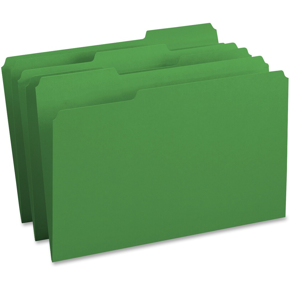 BSN99721 - Color-coding saves filing and retrieval time and prevents costly filing mistakes. Use different-colored folders to categorize different types of folders within one system or to distinguish different systems. Single-ply, legal-size folders are made of 11 point stock. One-ply tabs are 1/3 cut in assorted positions for easy reference.