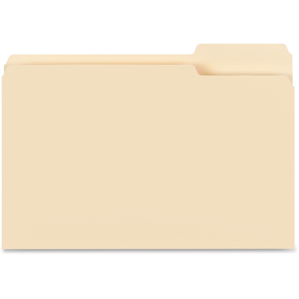 BSN99723 - File folders feature 1/3-cut tabs in position No. 3. Tabs are 1/2" high undercut for label visibility. Top corners are rounded. Legal-size file folders are scored for 3/4" expansion and made of 11 point stock.