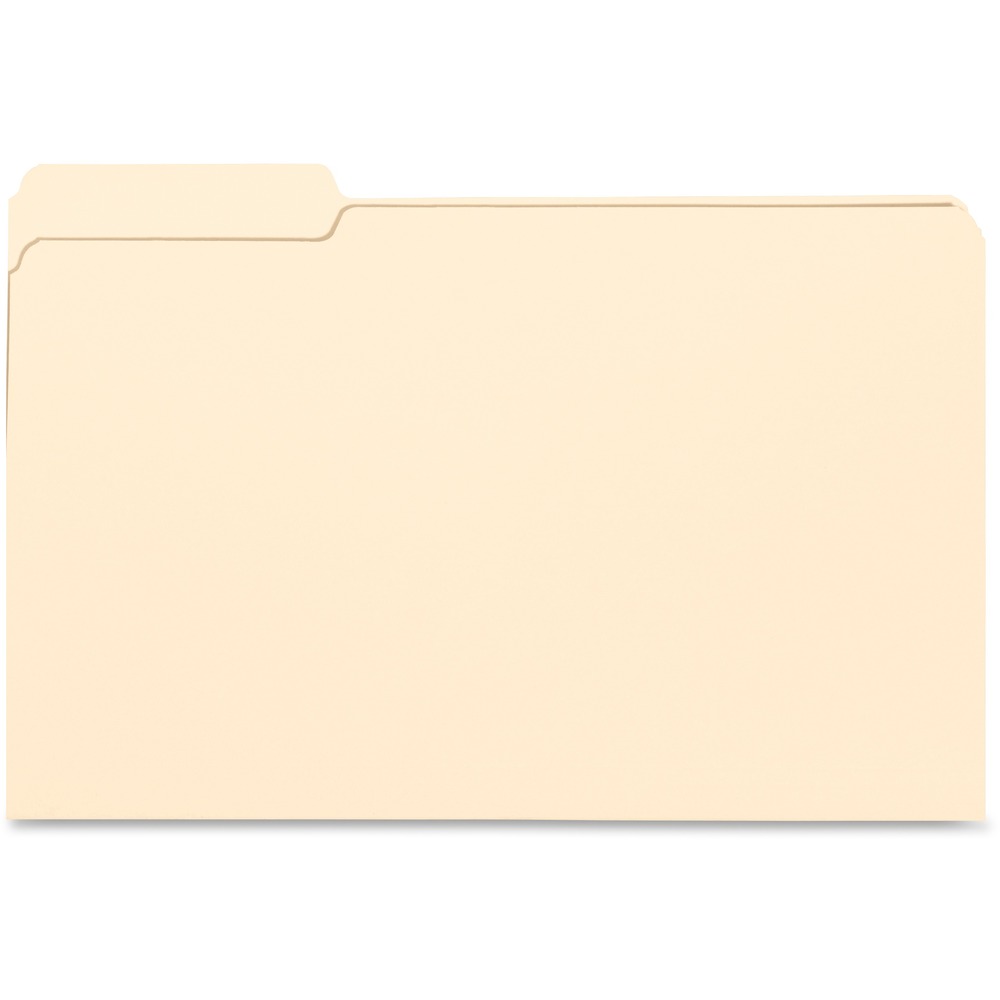 BSN99724 - File folders feature 1/3-cut tabs in position No. 1. Tabs are 1/2" high undercut for label visibility. Top corners are rounded. Legal-size file folders are scored for 3/4" expansion and made of 11 point stock.
