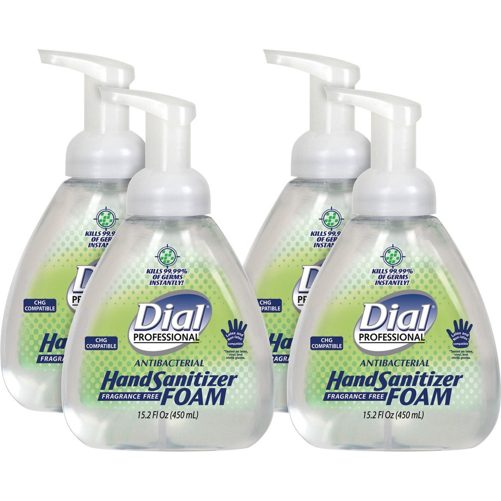 DIA06040CT - Antibacterial Foam Hand Sanitizer kills 99.99 percent of bacteria instantly without using soap or water. Hydrating, antibacterial formula is gentle on your hands and moisturizes your skin. Hypoallergenic formula is gentle and safe for repeated use. Fragrance-free, dye-free hand sanitizer comes in a pump bottle for easy dispensing.