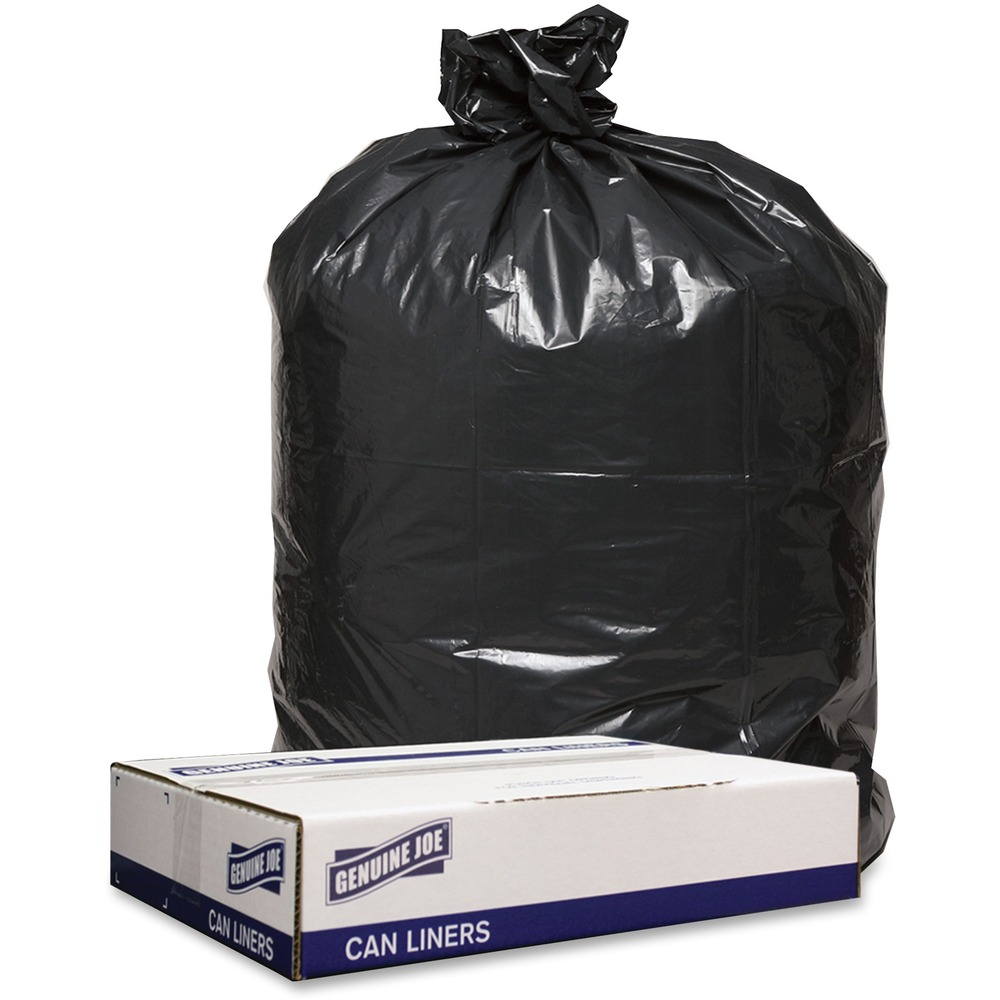 GJO98210 - Extra heavy-duty, trash can liners offer excellent tear-strength, stretch and puncture-resistance to hold a variety of refuse. They are also leak-resistant to contain liquid contents. Star-bottom construction is designed for more even distribution of contents. Low-density liners come in a coreless roll for easy dispensing anywhere.