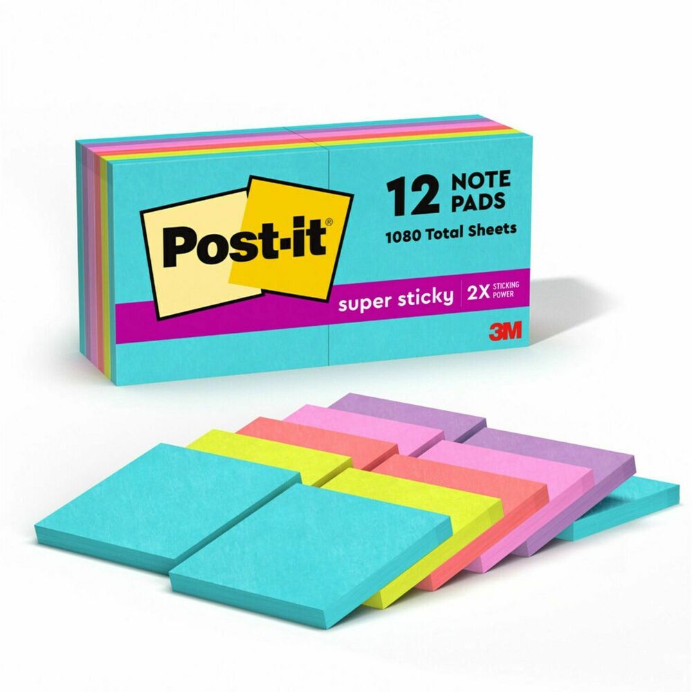MMM65412SSMIA - Post-it Super Sticky Notes hold stronger and longer than most self-adhesive notes so you can be sure that your message gets through. Unique adhesive gives you the confidence to leave notes and reminders on multiple surfaces including computer monitors, office doors and walls. Notes stick to almost any surface and don't fall off. They remove cleanly. The paper in Post-it Notes is sourced from certified, renewable and responsibly managed forests. Notes are recyclable. Each pad includes 90 sheets. More from the Manufacturer