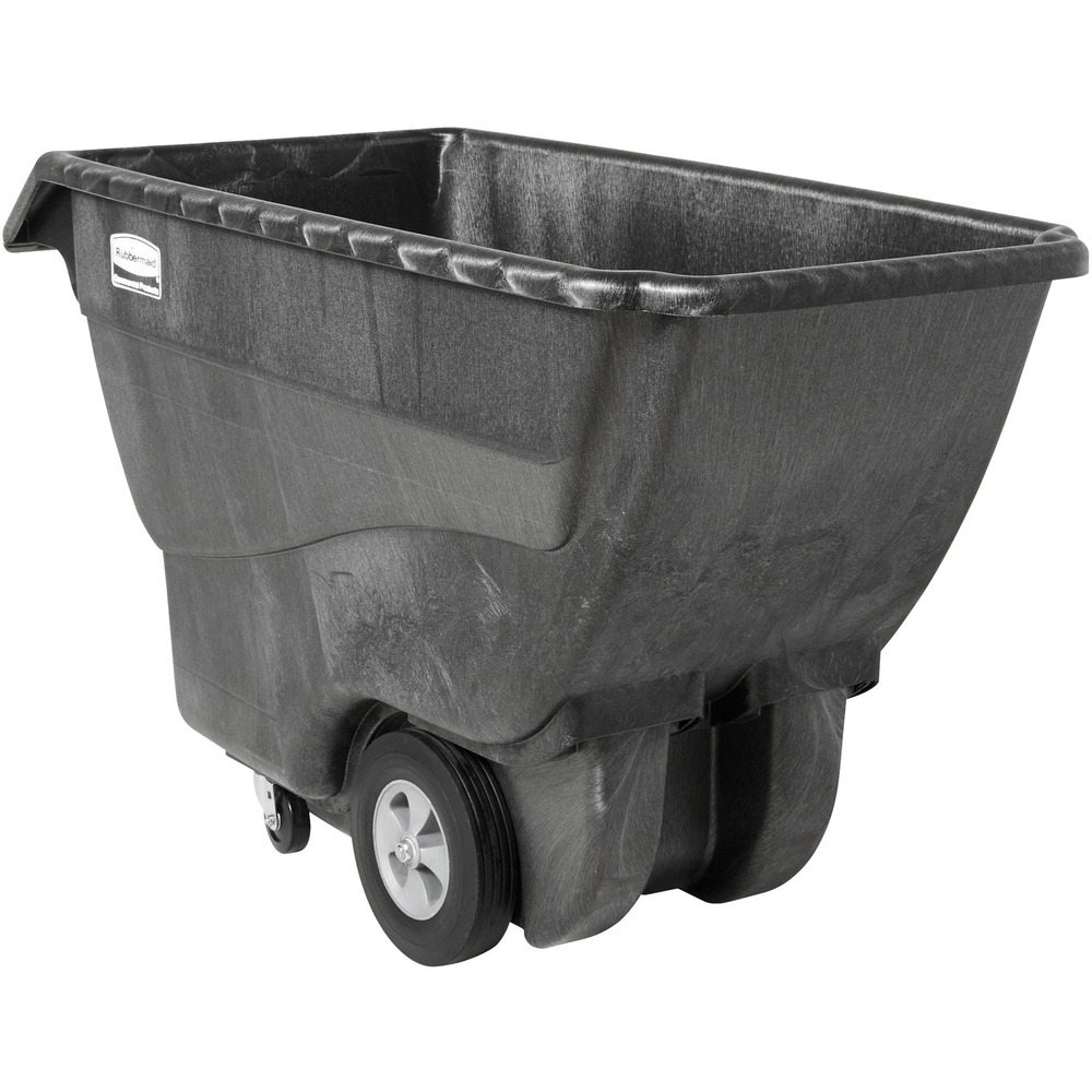 RCP101300BK - Tilt Dump Truck offers industrial-strength construction to transport heavy loads, offering a 3/4 cubic yard/1,000 lb. capacity. It fits through standard commercial doorways and onto elevators easily. Ergonomic, "steering wheel" design handle enhances maneuverability. Constant force design allows controlled dumping by one person. Leakproof body is easy to clean and maintenance-free. Nonmarking casters reduce touchup cleaning. Standard-duty tilt truck is made using resin blend.
