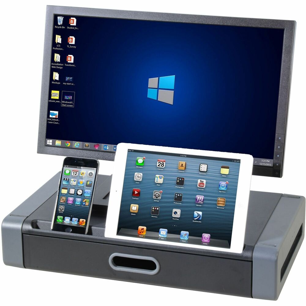 KTKMS760 - Monitor riser displays your monitor at a comfortable height to reduce neck and eyestrain. Front slot offers a convenient location to hold your smartphone or tablet for easy viewing. Large organizing drawer keeps your loose papers and supplies within reach. Nonskid feet prevent the riser from sliding on smooth surfaces for secure placement. Stackable design lets you place additional units on top for extra organization.