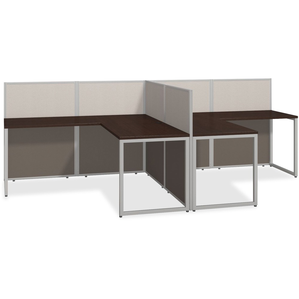 BSHEOD560MR03K - The 60" wide 2-Person L-Desk Open Office with 45" high panels lets you take advantage of your available floor space by combining individual work areas with a common panel wall. Two 60" wide x 24" deep Straight Office Desks, two 36" wide x 24" returns and set of two 60" wide x 45" high Cubicle Panels with corner connectors are part of the stylish, Easy Office collection that is designed for fast assembly with pre-installed connectors, minimal parts and sturdy design so you can get to work. Thermally fused, laminate worksurfaces feature superior resistance to scratches and stains while providing a wire-management grommet to keep cords organized. Desks attach to sturdy, 45" high wall panels that foster team collaboration. Configure to the left or right. Fabric-upholstered panels come in a durable, Light Gray and Storm Gray, two-toned fabric that complements the rich warmth of the Mocha Cherry worksurfaces. Commercial construction meets ANSI/BIFMA standards for safety and performance.