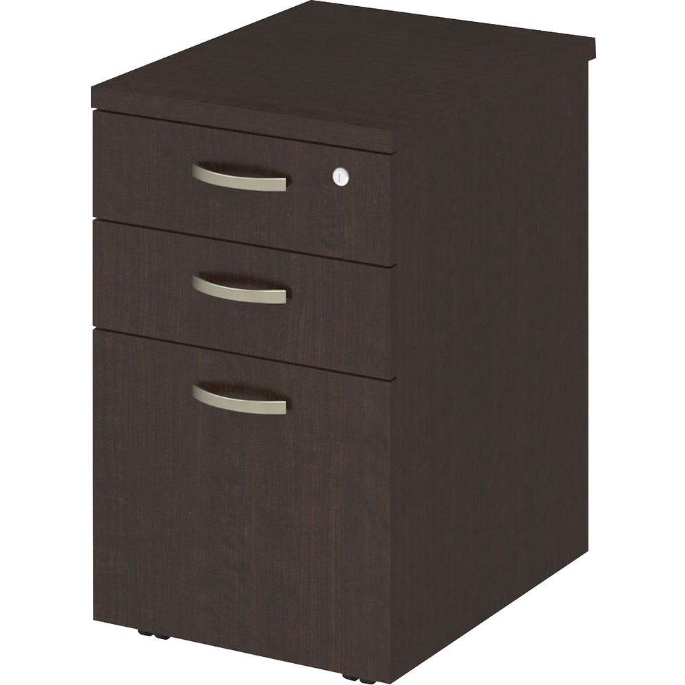 BSHEOF116MR03 - Easy Office 3 Drawer Mobile File Cabinet offers an ideal solution for adding storage to any professional workplace. With its dual-wheeled casters and finished back, the portable file cabinet provides convenient access to paperwork and supplies anywhere in your office. A single file drawer organizes letter/legal/A4-size documents while two box drawers store writing utensils, notepads and more. Drawers open on smooth full-extension, ball-bearing slides for an effortless reach to contents. Top drawer can be locked to secure valuable items. Compact design allows the small filing cabinet to fit underneath coordinating Easy Office Cubicle Desks (sold separately) for a space-saving configuration. This locking File Cabinet is tested to meet ANSI/BIFMA quality standards for safety and performance.