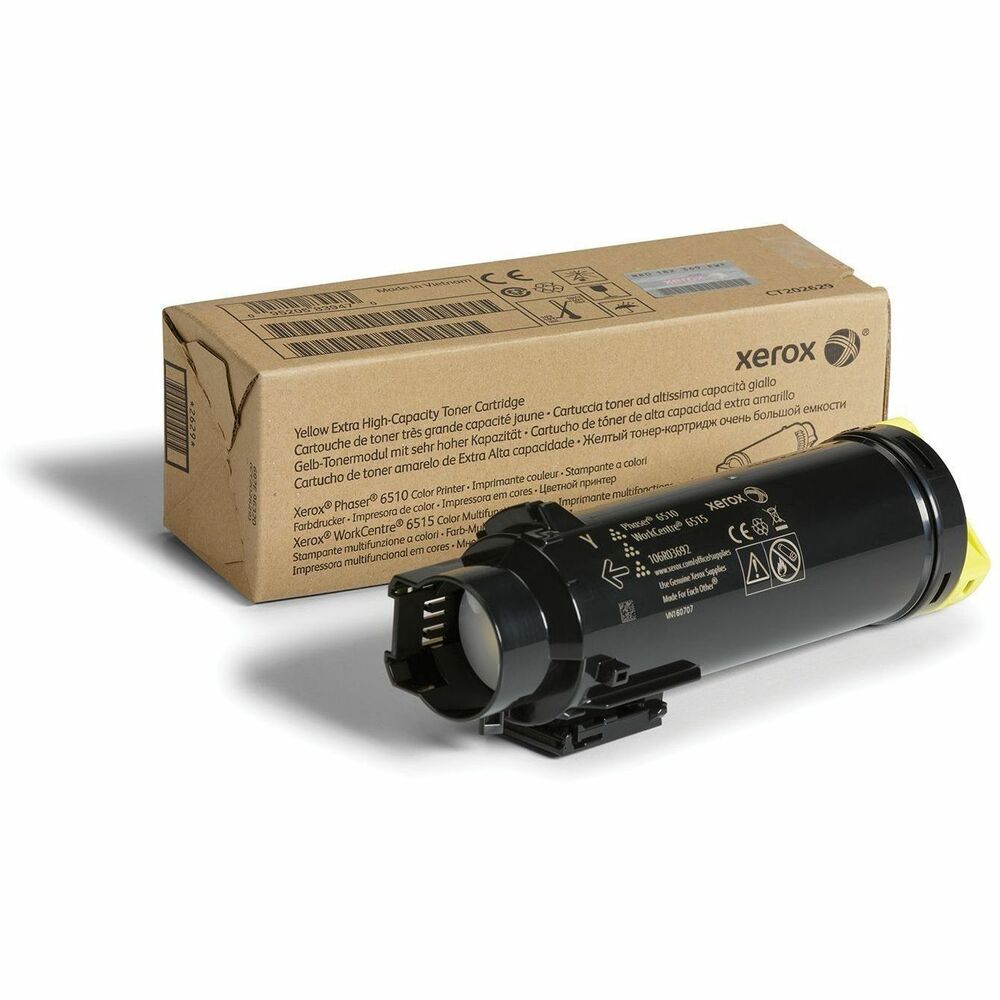 XER106R03692 - Xerox Genuine Phaser 6510, WorkCentre 6515 Yellow Extra High capacity Toner Cartridge (4300 Pages) - 106R03692 is specially formulated and tested to provide the best image quality and most reliable printing you can count on page after page. Xerox Genuine Supplies and Xerox equipment are made for each other. Accept no imitations. Compatible toners may risk breakdown of Xerox printers and result in poor print quality and weak colors. With over 75 years' experience, Genuine Xerox Supplies are something you can rely on.