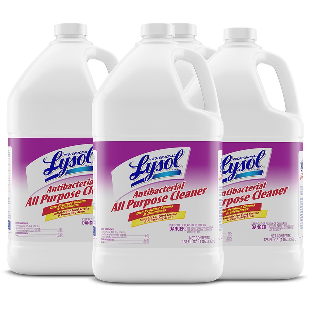 Professional Lysol Antibacterial All Purpose Cleaner - Concentrate - 128 fl oz (4 quart) - Heavy Duty, Anti-bacterial, Disinfectant - Clear/Fluorescent Green - 4 / Carton