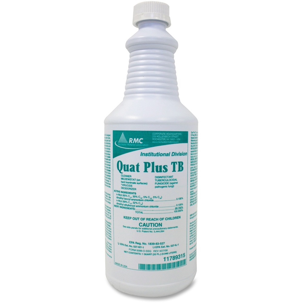 RCM11789315CT - Ready-to-use Quat Plus TB Disinfectant delivers one-step cleaning and disinfecting with maximum odor control and a clean fresh fragrance. Disinfectant cleaner with a fresh pine fragrance is safer, less irritating and more pleasant to use. Ideal for hospitals, nursing care centers, schools and hotels. EPA-registered disinfectant meets the requirements of OSHA's Bloodborne Pathogen Standard; effective against HIV-1, HBV and Tuberculosis. Cleaner is formulated to disinfect hard, nonporous, inanimate environmental surfaces, such as walls, sink tops, chairs, telephone, glazed ceramic tile in bathrooms, shower stalls, bathtubs, cabinets, bed springs, kitchen counters, kitchen appliances and stovetops. The trigger sprayer is not included.