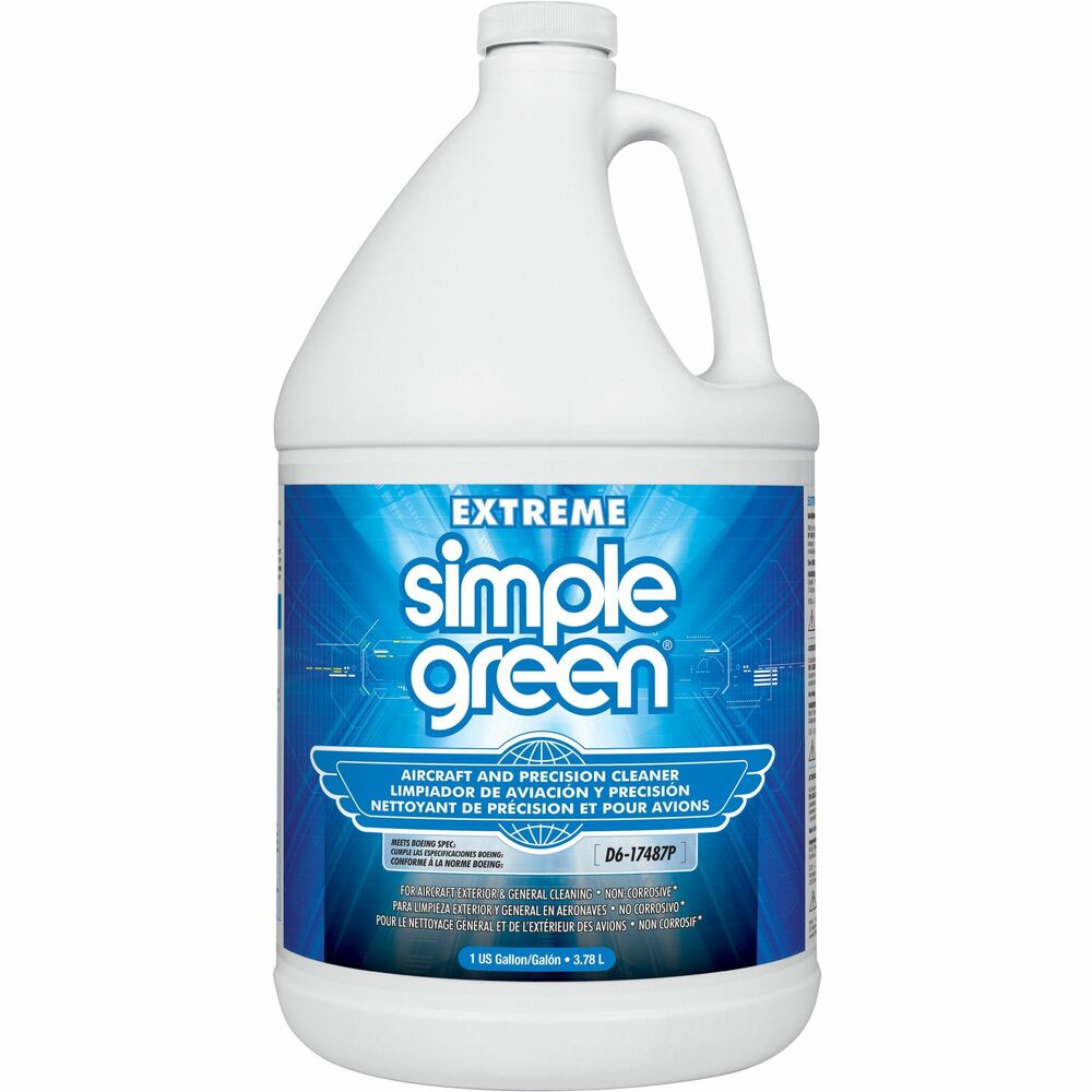 SMP13406CT - Extreme Simple Green Aircraft and Precision Cleaner's breakthrough formula cleans and degreases without corrosive chemicals. Its combined high soil capacity, superior grease-cutting ability and clean-rinsing formula prevent redeposition of soils, ensuring fast, effective and high-precision cleaning. The noncorrosive formula is safe for use on aluminum, carbon fiber, high-tech alloys, structural metals, paints, protective coatings and more. It contains no reagents that oxidize finishes, cause rust within the fluid or degrade plastics, making it ideal for maintaining structural metals, hoses, seals and factory finishes.