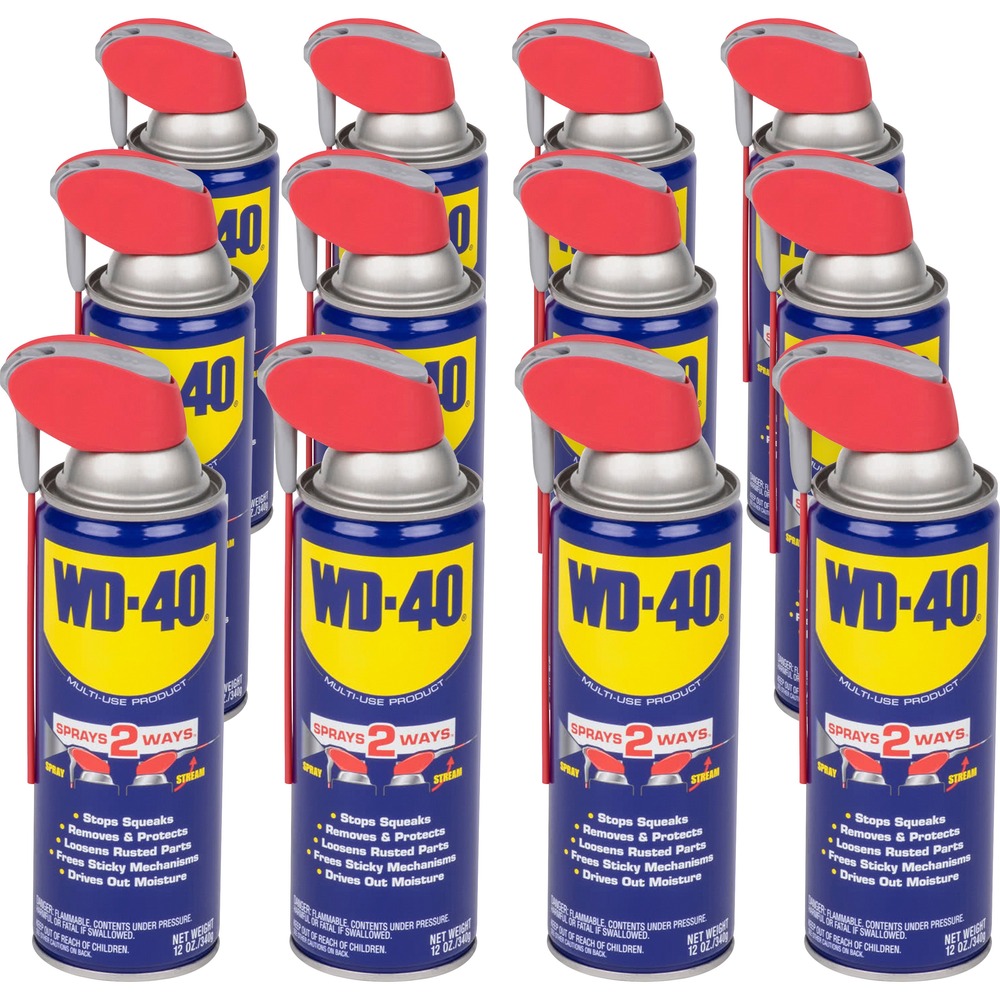 WDF490057CT - WD-40 Multi-Use protects equipment from rust and corrosion, penetrating stuck parts, displacing moisture and lubricating almost anything. It comes equipped with a Smart Straw to make any industrial job easier, safer and more efficient. Smart Straw sprays two ways: flip up for stream and down for spray. Formula is 50-state VOC-compliant.