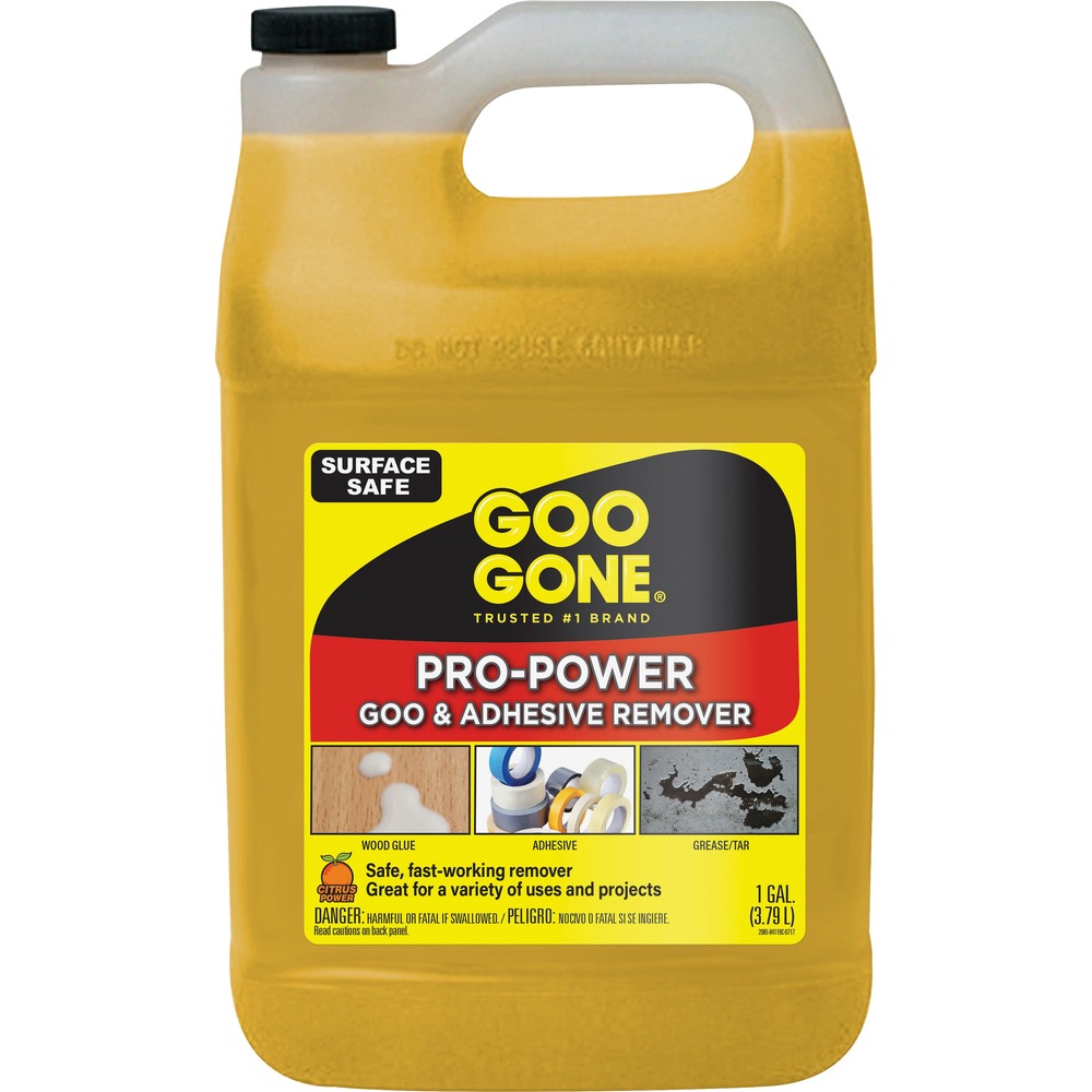 WMN2085 - Goo Gone's Pro-Power is enhanced to tackle the toughest jobs so there's no job too big or too small. Use Goo Gone Pro-Power with enhanced Goo Gone formula to remove caulk and silicone, contractor's adhesive, grease and tar, tape, tape residue, varnish, wax and glue on nonporous surfaces. It is a surface-safe, fast-working remover. Easy-to-pour bottle includes a built-in handle at the top and screw-on top. Pro Power also offers a pleasant citrus scent.
