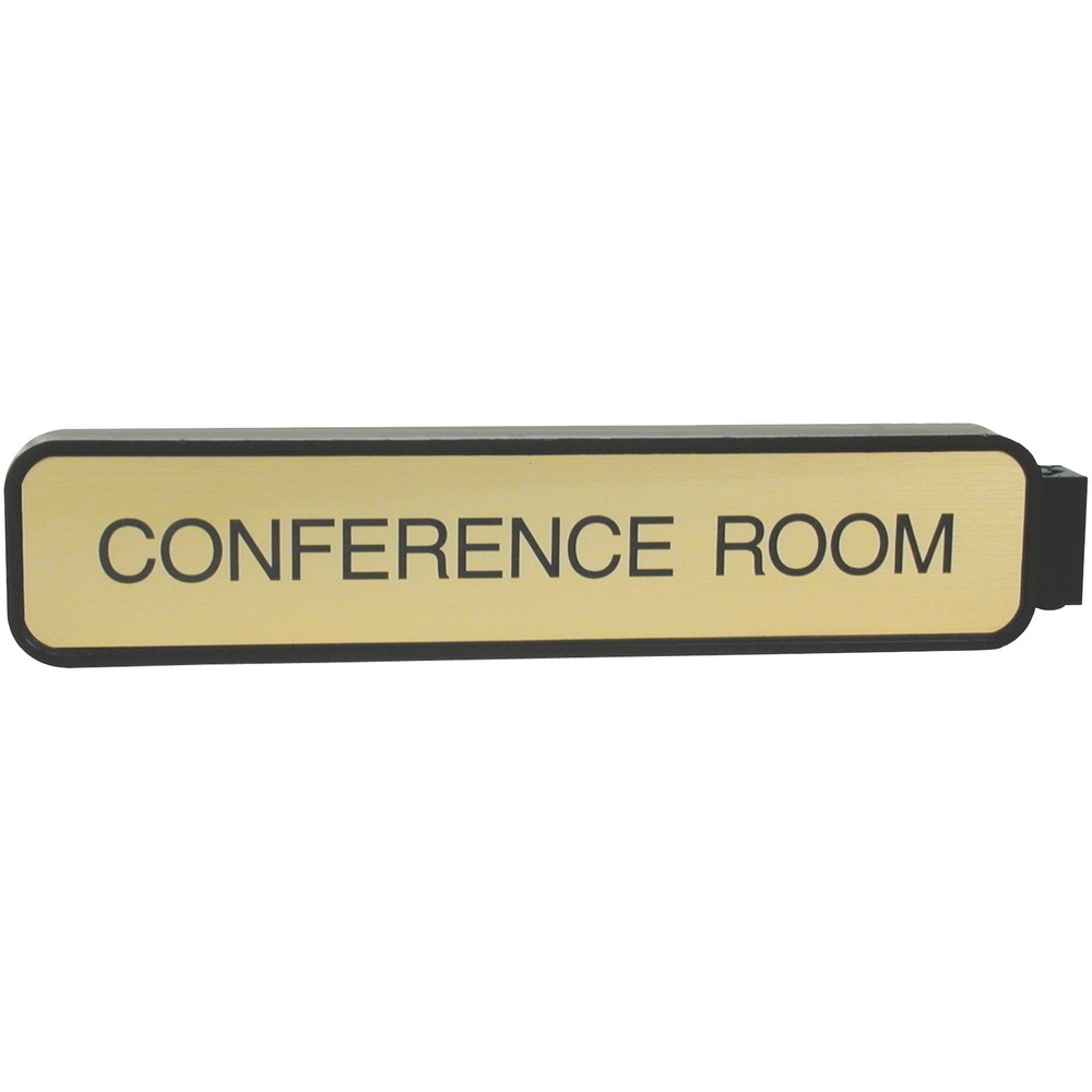 XSTG80 - Designer Corridor Sign can identify a room or display significant message. The double-sided design mounts perpendicular to the wall for easy viewing. This sign has been engineered as a quality interior sign system and features a distinctive professional look that is perfect for offices, courthouses, schools and warehouses. Choose from more than 35 fonts and more than 30 sign colors. Contact customer service to customize your plastic, 2" x 10" sign with a black frame.