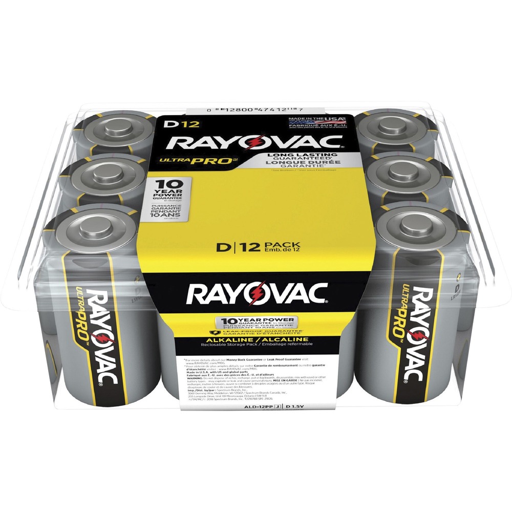 RAYALD12PPJCT - Ultra Pro alkaline D batteries are specially engineered for professional use. Their reclosable contractor packaging is ideal for contract or bid business. Stackable packaging is easy to store. Batteries offer a long-lasting performance and a 10-year shelf life. Mercury-free manufacturing helps minimize their environmental footprint.