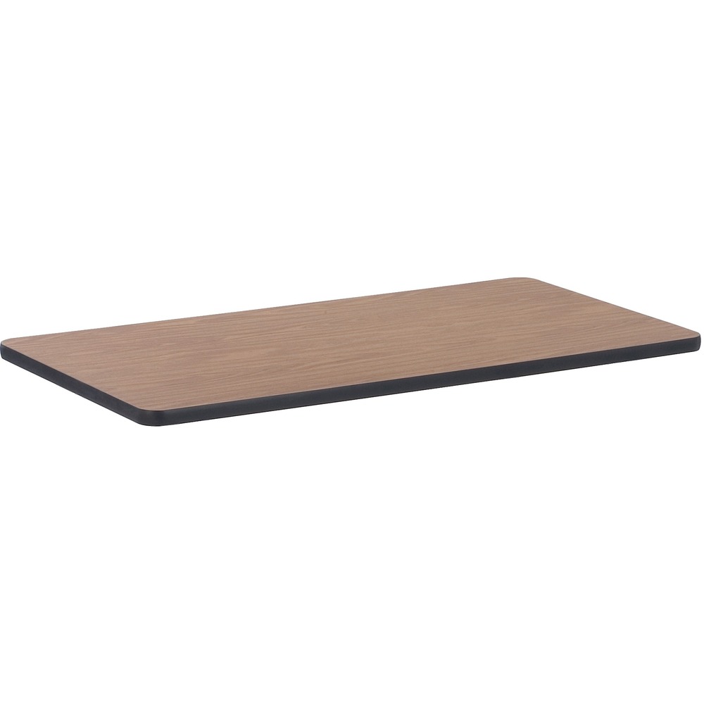 LLR99894 - Versatile Activity Tabletop is great for creating collaborative learning environments in classrooms, training rooms, conference rooms and more. Sturdy top is 1-1/8" thick. Table edges are cushioned with protective, black edgebanding. The Medium Oak, high-pressure laminate finish offers a smooth, durable worksurface. Activity Table Legs, the four-leg base, adjust in height from 22" to 30" or 17" to 25" in 1" increments and are sold separately.