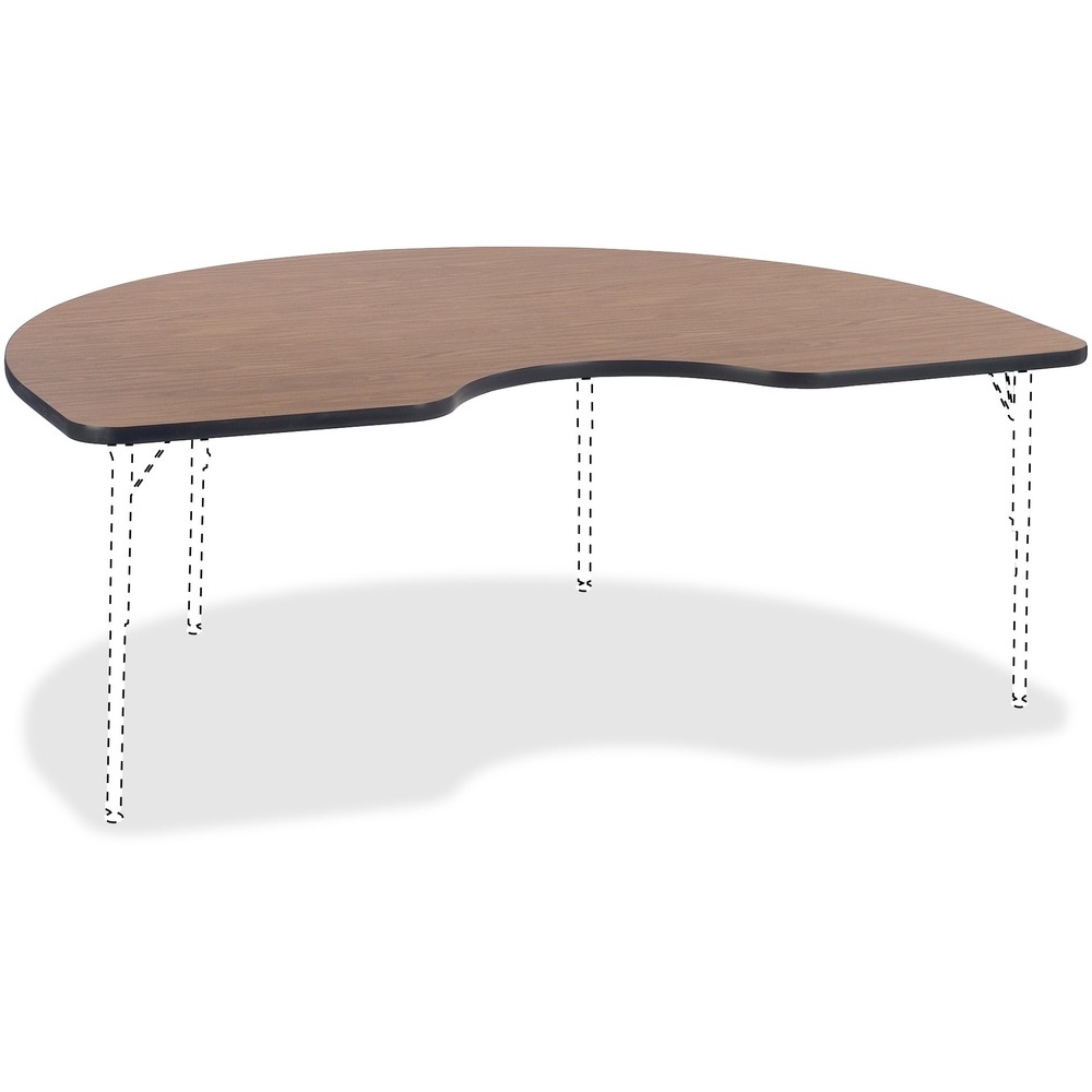 LLR99898 - Versatile Activity Tabletop is great for creating collaborative learning environments in classrooms, training rooms, conference rooms and more. Sturdy, kidney-shaped top is 1-1/8" thick. Table edges are cushioned with protective, black edgebanding. Kidney shape offers a place for the teacher at the table. The Medium Oak, high-pressure laminate finish offers a smooth, durable worksurface. Activity Table Legs, the four-leg base, adjust in height from 22" to 30" or 17" to 25" in 1" increments and are sold separately.
