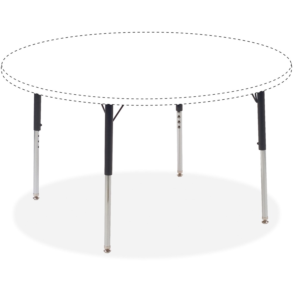 LLR99899 - These adjustable legs are great for standard-height worksurfaces. They attach easily to Lorell Rectangular, Round and Kidney-shaped Activity Tabletops (sold separately) and adjust from 22" to 30" high in 1" increments. Each leg has a black upper portion that is fixed onto the tabletop and a chrome lower insert that slides into the upper portion for easy height-adjustment.