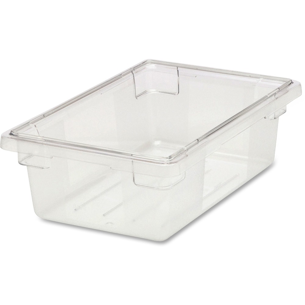 RCP330900CLRCT - Food/Tote Box reduces food spoilage costs. Clear, break-resistant polycarbonate provides visibility, durability and stain-resistance. Tight-fitting, snap-on lid keeps food fresh and is sold separately. Date control panels on boxes and lids allow easier inventory control. Reinforced corners add strength and durability. Commercial dishwasher-safe, freezer-safe box is made with FDA-compliant materials and assists in complying with HACCP guidelines. Boxes stack and stay put with an interlocking ridge system.