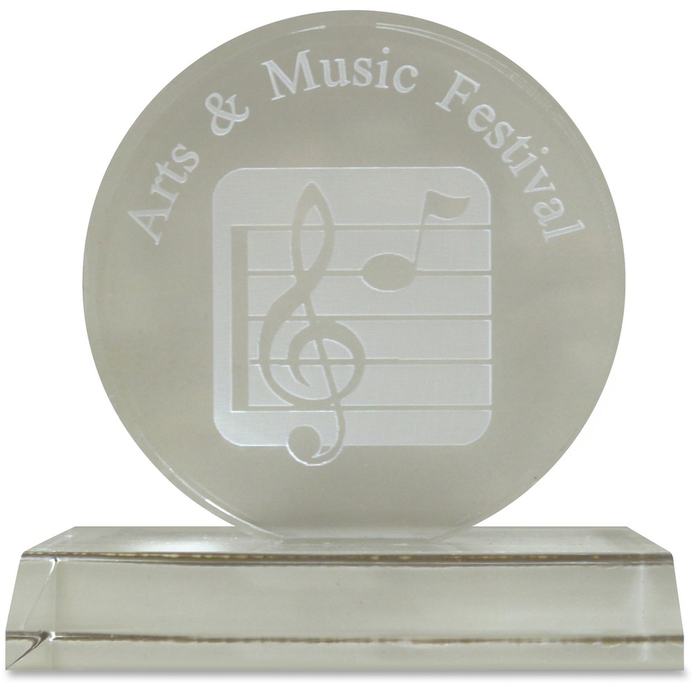 XSTA70 - Honor your recipient with a modern, stylish, laser-engraved acrylic award. It is manufactured from polished, hand-cut, high-quality acrylic. Impression size is 4" in diameter so you have plenty of room for your logo and message.