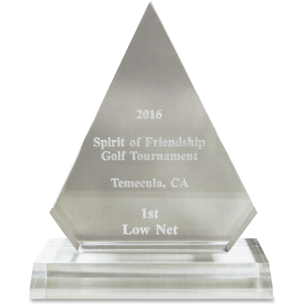 XSTA77 - Honor your recipient with a modern, stylish, laser-engraved acrylic award. It is manufactured from polished, hand-cut, high-quality acrylic. Impression size is 5" x 6-3/4" so you have plenty of room for your logo and message.
