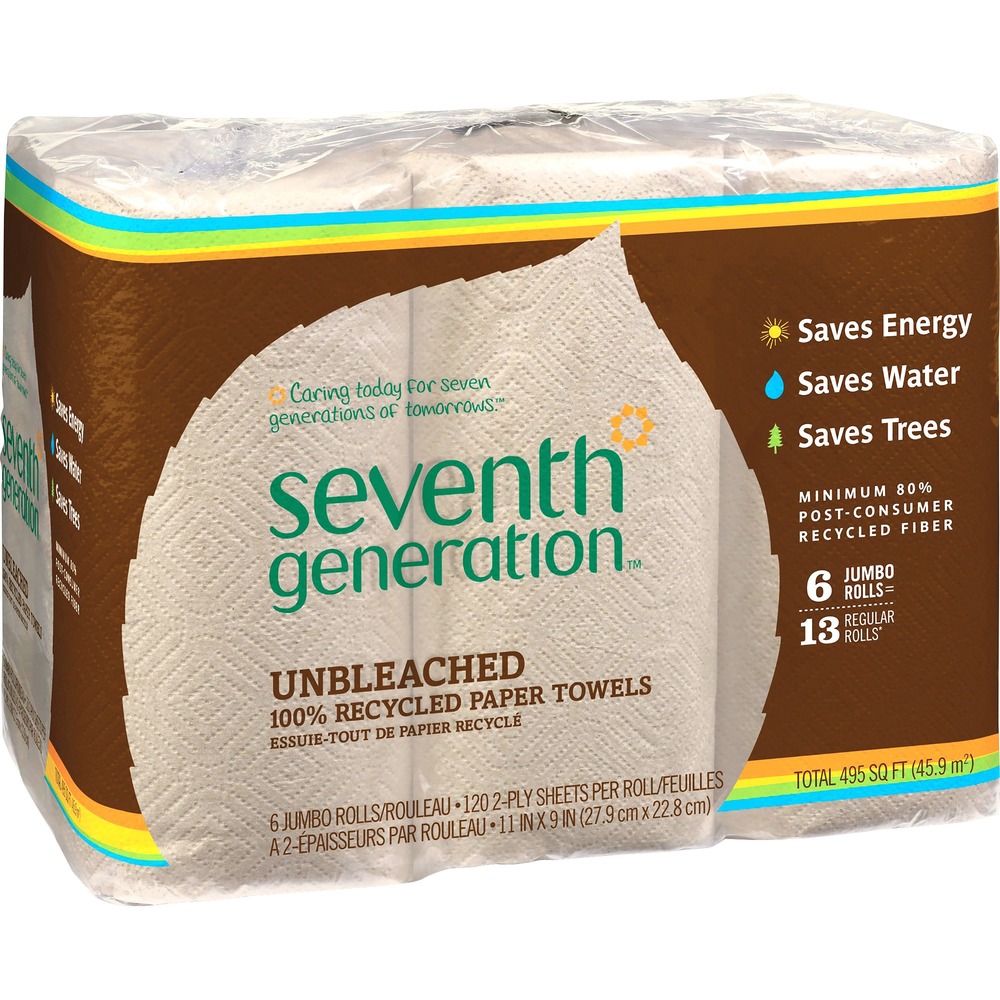 SEV13737CT - Natural, unbleached paper towels absorb spills quickly, even when wet, and helps you lessen your impact on the planet. High percentage of recycled content helps reduce the need for virgin wood pulp, which means more trees are left standing. Natural unbleached design with no dyes, inks or fragrances saves more natural resources compared to virgin or whitened recycled products by eliminating the whitening process, which saves water and energy. Unbleached pulp paper is made with a chlorine-free process and high percentage of post-consumer recycled content, and its unique color visually cues care for the environment in a way white paper cannot. The two-ply paper towels come in rolls that fit standard household, kitchen roll dispensers. Each sheet measures 11" x 9".