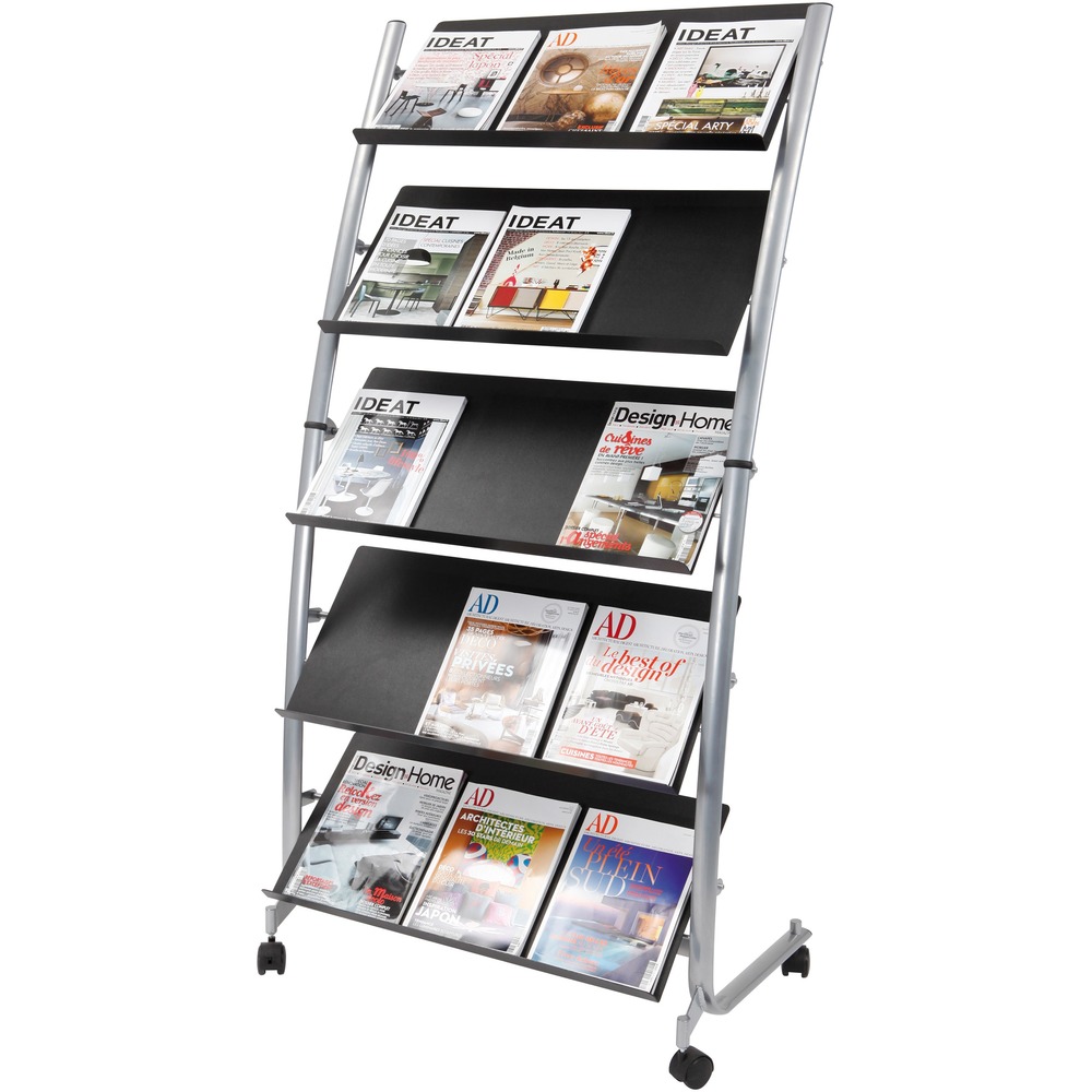 ABADD5GM - Display a wide range of literature on this Large Mobile Display with up to 15 A4-size brochures or magazines tempting your guests. Large capacity allows immediate identification of your publications or documents. Each of the four roller casters including two with brakes allow easy mobility to give you the option to move this display from room to room. Large-capacity shelves can hold three 350-page literature items per shelf.