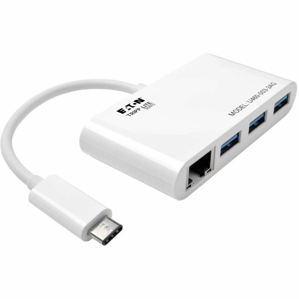 TRPU4600033AG - USB 3.1, generation 1 USB-C hub/adapter expands the potential of your tablet, laptop, MacBook, Chromebook, smartphone or PC's USB-C or Thunderbolt 3 port. Plug-and-play technology makes installation quick and simple - with no software or drivers to install. Fumble-free, reversible USB-C plug connects in either direction for a quick connection every time. Three USB-A ports accept USB peripherals, such as a flash drive, mouse, keyboard or printer, and each provides up to 0.9A for charging smartphones and other mobile devices. All ports support fast data-transfer rates up to 5 Gbps and are backward-compatible with previous USB generations so you can continue using older peripherals while getting high-speed performance from new devices. Hub/adapter is perfect for adding a thumb drive and other USB peripherals, charging a mobile device, and connecting to a Gigabit Ethernet network all at the same time. More from the Manufacturer
