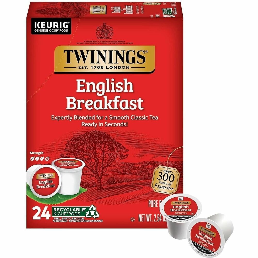 TWG08755 - English Breakfast Tea was originally blended to complement the traditional, hearty English breakfast, from which its name derives. The refreshing, invigorating flavor makes English Breakfast one of the most popular black teas to drink at any time or occasion, not just for breakfast. English Breakfast can be enjoyed with or without milk, sweetened or unsweetened - the choice is yours. To create this well-balanced blend, the finest teas are carefully selected from five different regions, each with its own unique characteristics. Tea from Kenya and Malawi provides the briskness and coppery-red color while Assam gives full-body and flavor. The robustness from these regions is complemented by the softer and more subtle teas from China and Indonesia. The combination of these varieties yields a complex, full-bodied, lively cup of tea that is perfect any time of day. Tea comes in convenient, single-serve K-cups that are designed for use in Keurig coffee brewers.