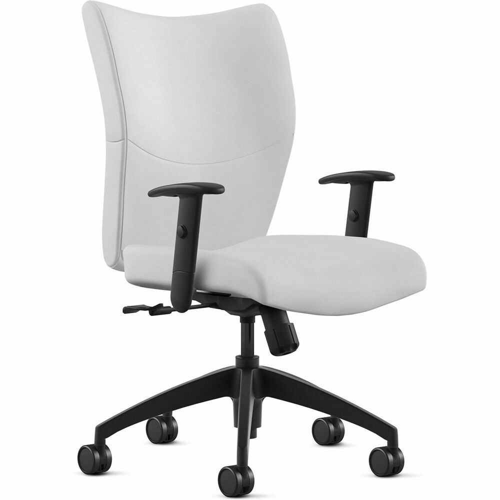 NTF2360S2A8BL02 - Bristol Mid Back Task Chair provides a classy, professional touch to any space with its leather-upholstered, ergonomic design. Highly resilient, molded foam with a detailed, upholstered treatment creates optimized comfort and seamless support for your workflow. Black, height-adjustable arms allow you to sit in a relaxed, comfortable position catered to your height preference. Pneumatic-cylinder height adjustment lets you customize height for an enhanced experience. Chair also features an upright lock, center knob tilt adjustment and 360-degree swivel. Five-star base with reinforced inner structure for durability provides smooth mobility. Chair is Greenguard certified to produce low chemical emissions. Maximum weight limit is 250 lb.