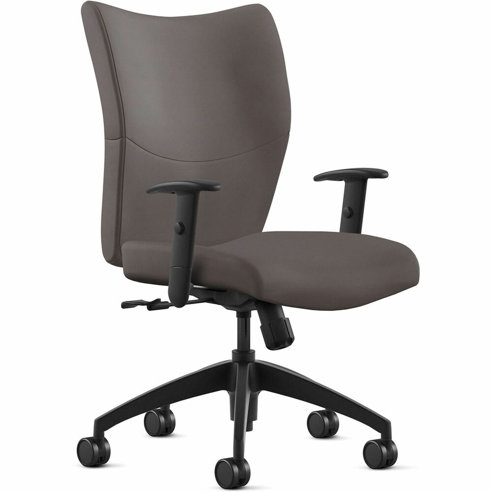 NTF2360S2A8BL10 - Bristol Mid Back Task Chair provides a classy, professional touch to any space with its leather-upholstered, ergonomic design. Highly resilient, molded foam with a detailed, upholstered treatment creates optimized comfort and seamless support for your workflow. Black, height-adjustable arms allow you to sit in a relaxed, comfortable position catered to your height preference. Pneumatic-cylinder height adjustment lets you customize height for an enhanced experience. Chair also features an upright lock, center knob tilt adjustment and 360-degree swivel. Five-star base with reinforced inner structure for durability provides smooth mobility. Chair is Greenguard certified to produce low chemical emissions. Maximum weight limit is 250 lb.
