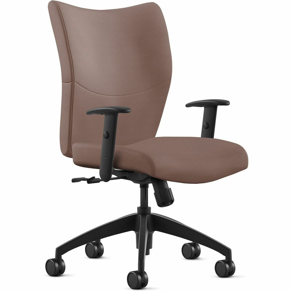 NTF2360S2A8BL09 - Bristol Mid Back Task Chair provides a classy, professional touch to any space with its leather-upholstered, ergonomic design. Highly resilient, molded foam with a detailed, upholstered treatment creates optimized comfort and seamless support for your workflow. Black, height-adjustable arms allow you to sit in a relaxed, comfortable position catered to your height preference. Pneumatic-cylinder height adjustment lets you customize height for an enhanced experience. Chair also features an upright lock, center knob tilt adjustment and 360-degree swivel. Five-star base with reinforced inner structure for durability provides smooth mobility. Chair is Greenguard certified to produce low chemical emissions. Maximum weight limit is 250 lb.