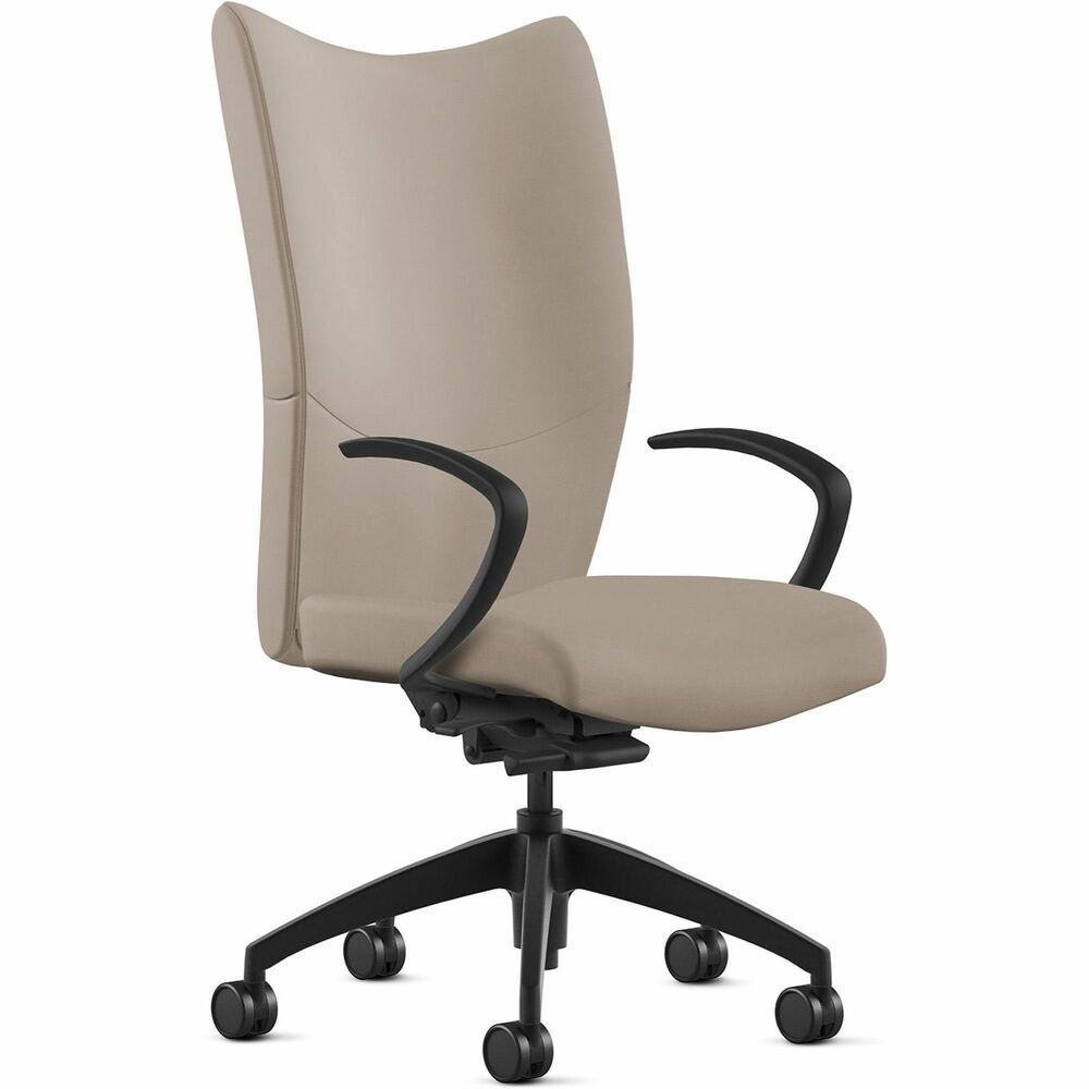 NTF2380Y2A10L05 - Bristol High Task Chair provides a classy, professional touch to any space with its leather-upholstered, ergonomic design. Highly resilient, molded foam with a detailed, upholstered treatment creates optimized comfort and seamless support for your workflow. Sit in a relaxed position using fixed, cantilever arms. Pneumatic-cylinder height adjustment lets you customize height for an enhanced experience. Chair also features a four-position tilt lock, side knob tension adjustment, 2:1 back-to-seat tilt ratio and 360-degree swivel. Five-star base with reinforced inner structure for durability provides smooth mobility. Chair is Greenguard certified to produce low chemical emissions. Maximum weight limit is 250 lb.