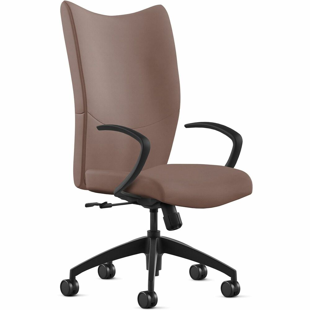 NTF2380S2A10L09 - Bristol High Back Task Chair provides a classy, professional touch to any space with its leather-upholstered, ergonomic design. Highly resilient, molded foam with a detailed, upholstered treatment creates optimized comfort and seamless support for your workflow. Sit in a relaxed position using fixed, cantilever arms. Pneumatic-cylinder height adjustment lets you customize height for an enhanced experience. Chair also features an upright lock, center knob tilt adjustment and 360-degree swivel. Five-star base with reinforced inner structure for durability provides smooth mobility. Chair is Greenguard certified to produce low chemical emissions. Maximum weight limit is 250 lb.