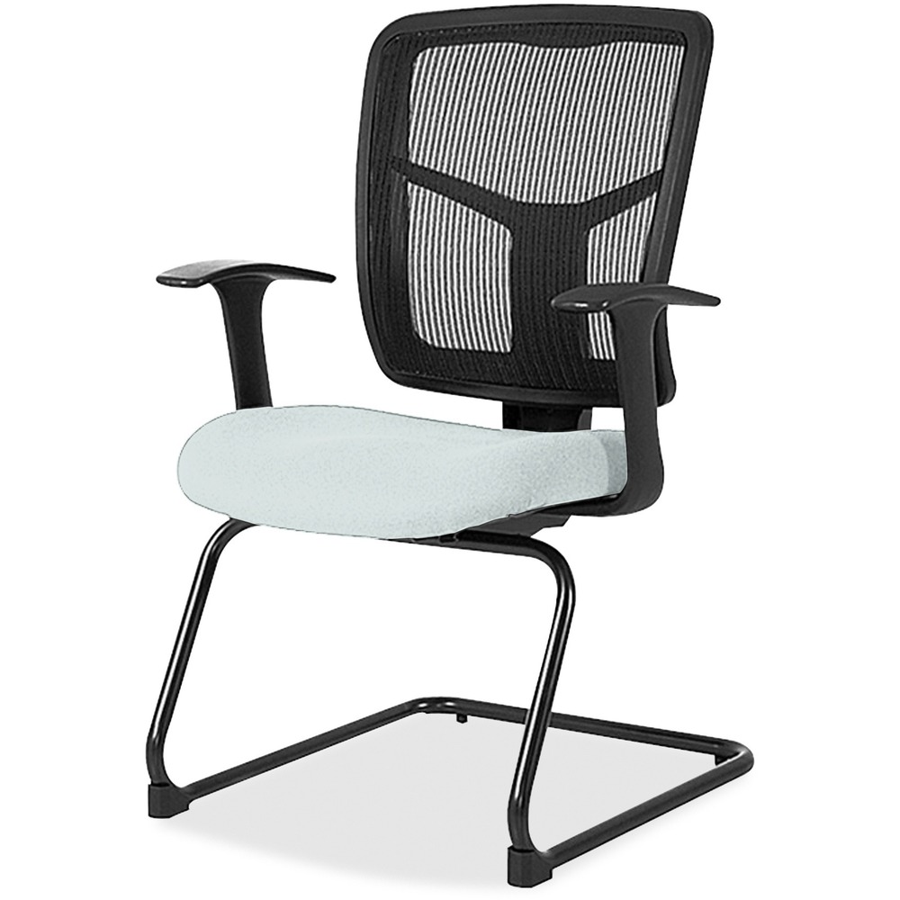 LLR86202102 - Guest chair features a mesh back, vinyl-upholstered seat and cantilever-style base. Ergonomically designed back cradles the natural curvature of a person's back. Arms adjust in width. Weight capacity is 275 lb. Chair meets/exceeds ANSI/BIFMA standards.