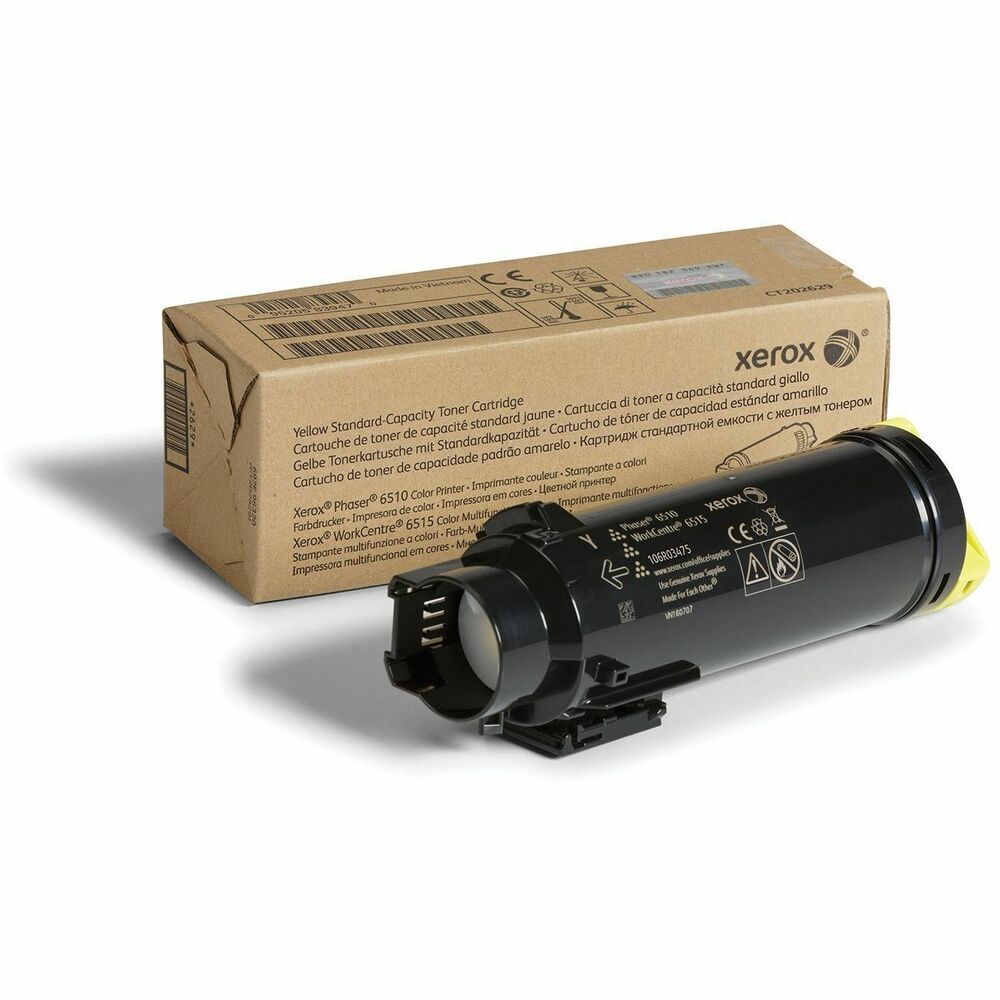 XER106R03475 - Xerox Genuine Phaser 6510, WorkCentre 6515 Yellow Standard capacity Toner Cartridge (1000 Pages) - 106R03475 is specially formulated and tested to provide the best image quality and most reliable printing you can count on page after page. Xerox Genuine Supplies and Xerox equipment are made for each other. Accept no imitations. Compatible toners may risk breakdown of Xerox printers and result in poor print quality and weak colors. With over 75 years' experience, Genuine Xerox Supplies are something you can rely on.