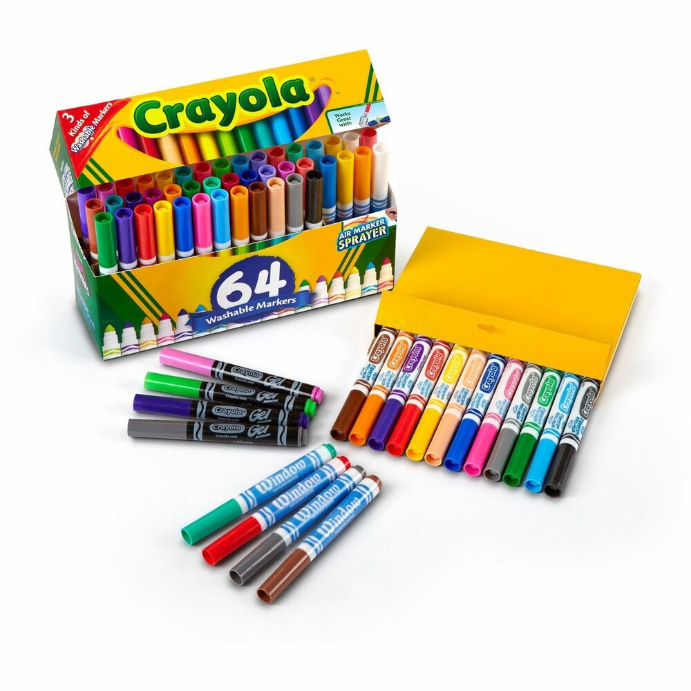 CYO588180 - Large collection of washable markers combine 48 broad-line Ultra-Clean Washable Markers, 8 Gel Effects Markers, and 8 Window Markers in a variety of colors. They are great for use at home or school. With its conical tip, the broad-line Ultra-Clean Washable Marker is a versatile drawing tool. Perfect for coloring in large areas, these nontoxic markers are also great for drawing thin lines or dots. Broad-line markers lay down plenty of color and won't smudge or bleed through paper. With Gel Markers, you can create cool effects on dark paper, poster board, plastic, foil, glass and more. Use Washable Window Markers to create fun and colorful designs on windows for holidays, birthdays, graduations and other special occasions. They also work great on glass picture frames, mirrors, Mylar and more. Washable markers are specially formulated so the marks wash from skin as well as most fabrics used in children's clothing.