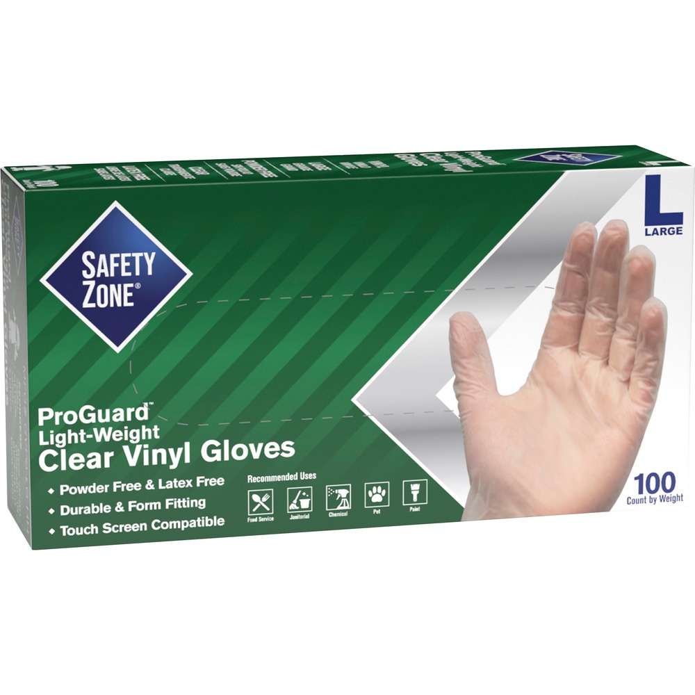 SZNGVP9LGHH - General-purpose vinyl gloves are stronger than polyethylene gloves and offer greater comfort for jobs like food preparation, bussing and cleaning where gloves will be worn for a greater period of time. All components comply with the provisions of the Federal Food, Drug and Cosmetic Act so they are safe for repeated use in direct contact with food. These economy gloves are produced with 100 percent vinyl resin so they are 100 percent latex-free. They are also 100 percent DEHP-free and DINP-free. Powder-free gloves go through an extra process of chlorinating the gloves to ease donning. Size large gloves measure about 9-1/4" long and offer a 3.5 mil finger thickness, 3.2 mil palm thickness and 2.0 mil cuff thickness.