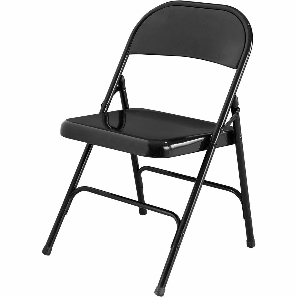 LLR62527 - Folding chair features riveted U-braces between front and back legs and powder-coated steel frame. 7/8" tubular frame with 5/8" leg connecting tube offers a lightweight design for easy setup. Endcaps on the legs protect floor surfaces. Weight capacity is 225 lb.