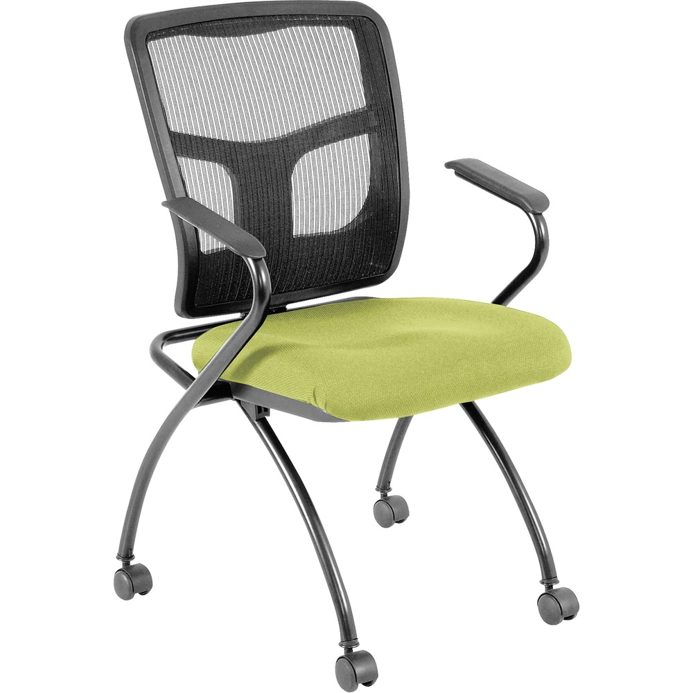 LLR84374009 - Versatile, nesting chairs work great in your training or reception area. Mesh back, easy-to-clean vinyl seat and armrests offer comfortable seating. This Dillon vinyl is made of 100 percent polyurethane with an antimicrobial finish for more durable material and a backing made of 70 percent polyester and 30 percent cotton. Four legs include swivel casters for easy chair movement. Metal frame on the chair features a powder-coat finish for durability. Seat flips up to allow chairs to nest for space-saving storage. Weight capacity is 275 lb.
