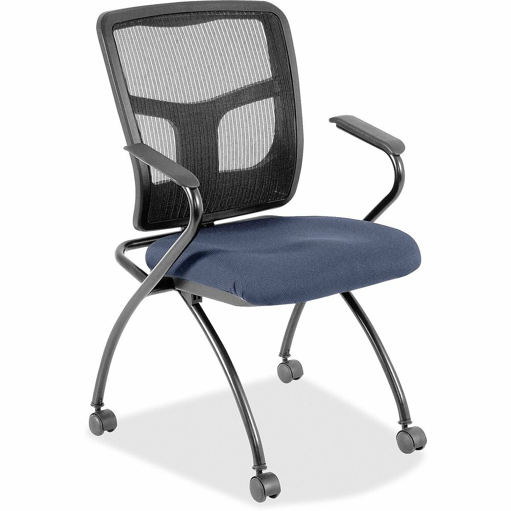LLR84374010 - Versatile, nesting chairs work great in your training or reception area. Mesh back, easy-to-clean vinyl seat and armrests offer comfortable seating. This Dillon vinyl is made of 100 percent polyurethane with an antimicrobial finish for more durable material and a backing made of 70 percent polyester and 30 percent cotton. Four legs include swivel casters for easy chair movement. Metal frame on the chair features a powder-coat finish for durability. Seat flips up to allow chairs to nest for space-saving storage. Weight capacity is 275 lb.