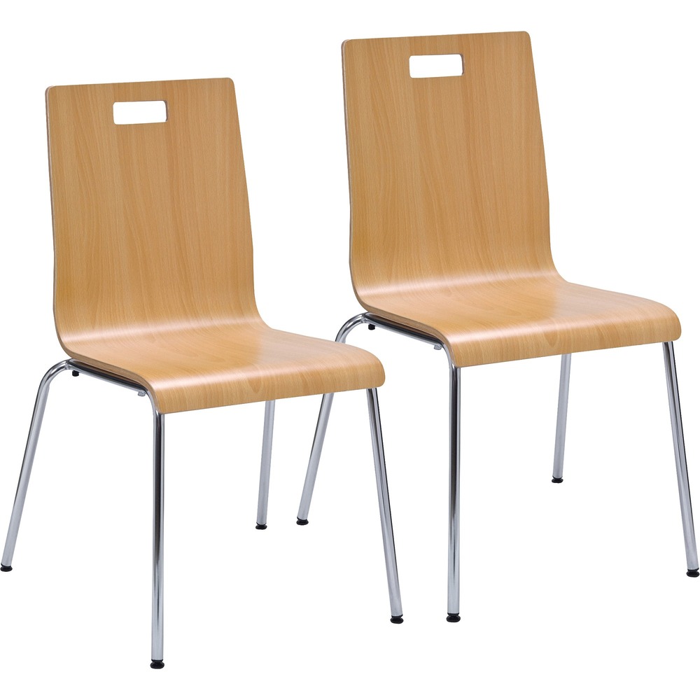 LLR99864 - These chic, stylish and visually appealing chairs deliver versatility and function that are ideal from cafeterias and breakrooms to auditoriums and seminars. Durable, 3/4" round tubing frame is made of 16-gauge steel. Attractive bent plywood shell features a Natural laminate finish for maximum durability and easy maintenance. One-piece construction has a slight flex in the back and waterfall seat, allowing you to sit comfortably for hours. Lightweight design includes a handhold for easy storage and movement. The chairs stack five high. Each Bentwood Cafe Chair is weight-tested to hold 300 lb.