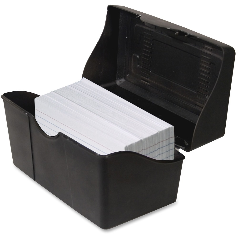 AVT45001 - Index card holder securely holds up to 300 index cards. Built-in ridges keep cards standing. Index card holder offers a stackable design and is made of plastic.